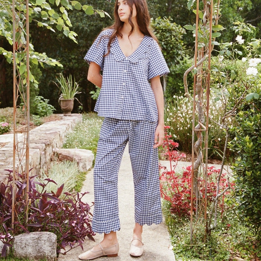 Blue Gingham Pajama Set